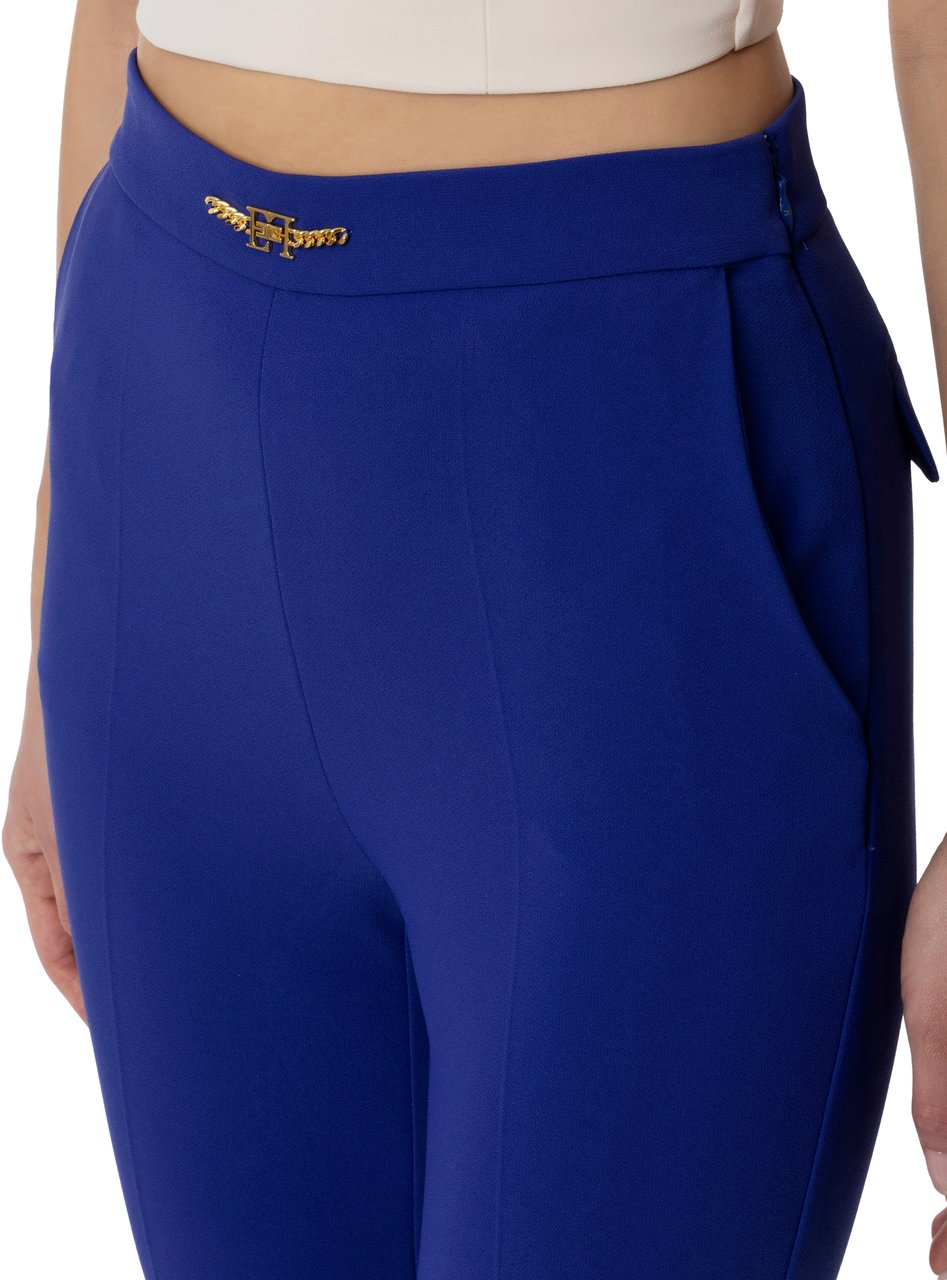 Elisabetta Franchi Trousers Blue Indaco Blauw