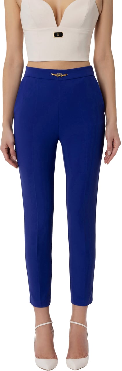 Elisabetta Franchi Trousers Blue Indaco Blauw