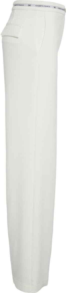 Elisabetta Franchi Flared pants with logodetail Wit