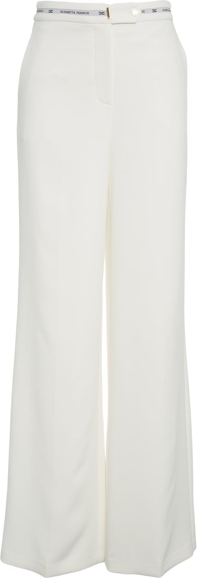 Elisabetta Franchi Flared pants with logodetail Wit