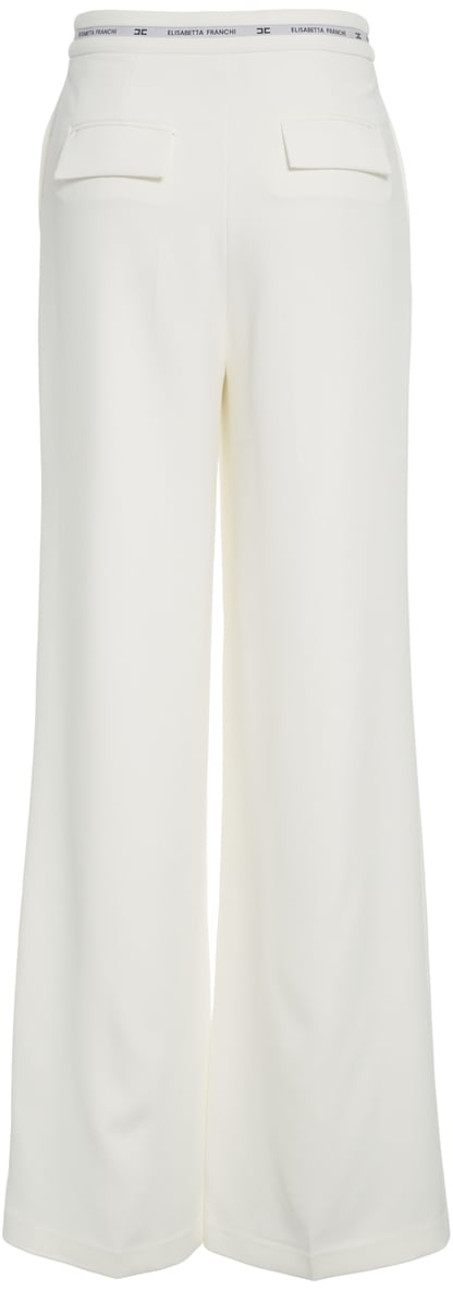 Elisabetta Franchi Pantaloni svasati con logodetail Wit