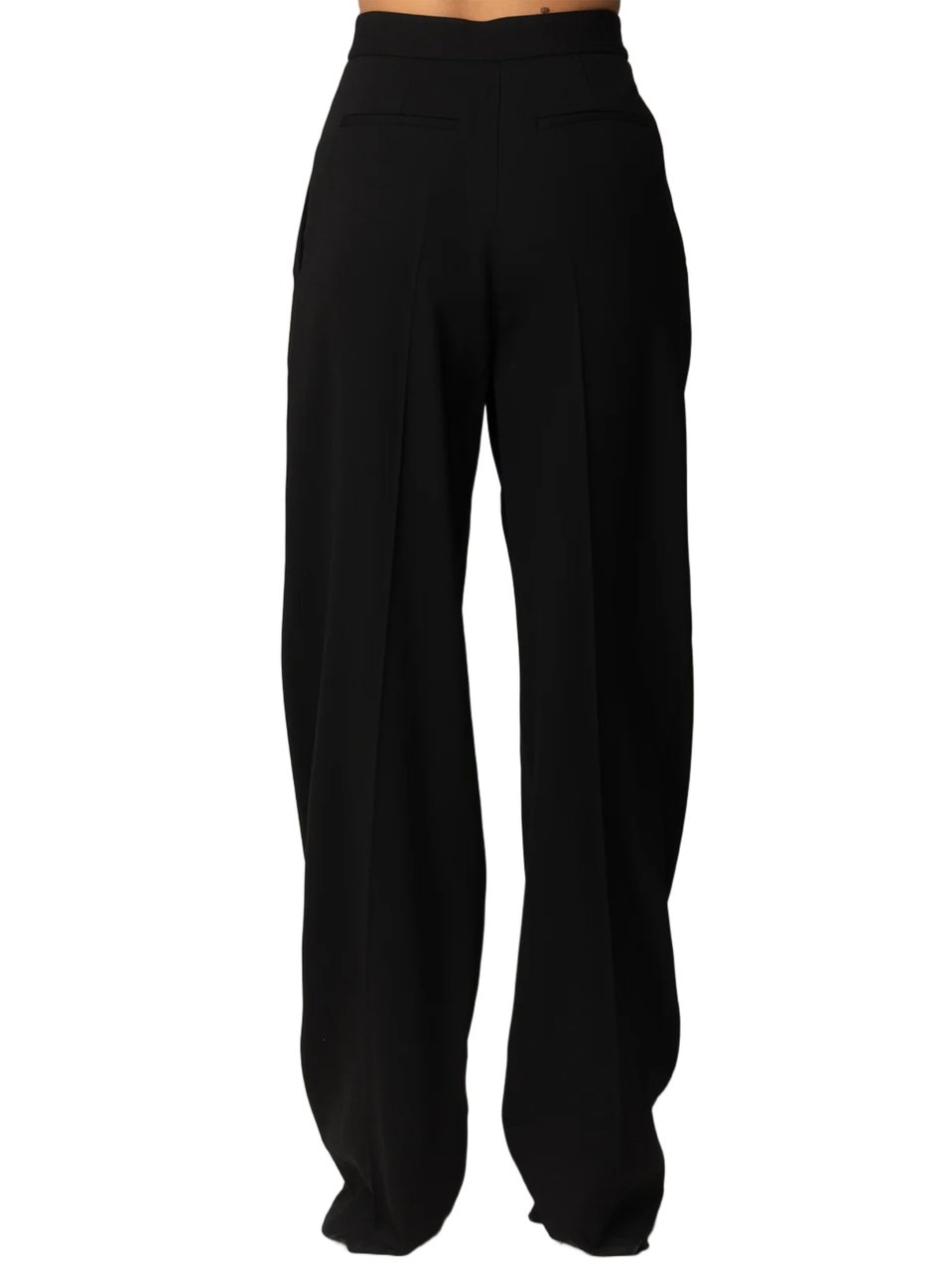 Elisabetta Franchi High Waist Wide-Leg Tailored Crease Pants Zwart