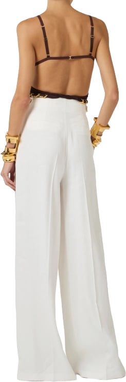 Elisabetta Franchi Trousers Ivory Wit