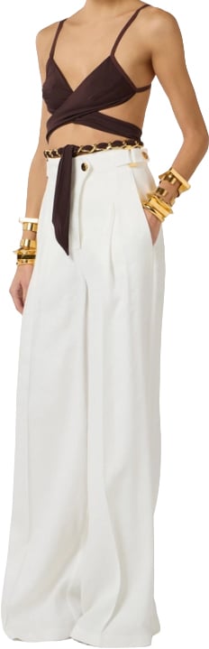 Elisabetta Franchi Trousers Ivory Wit