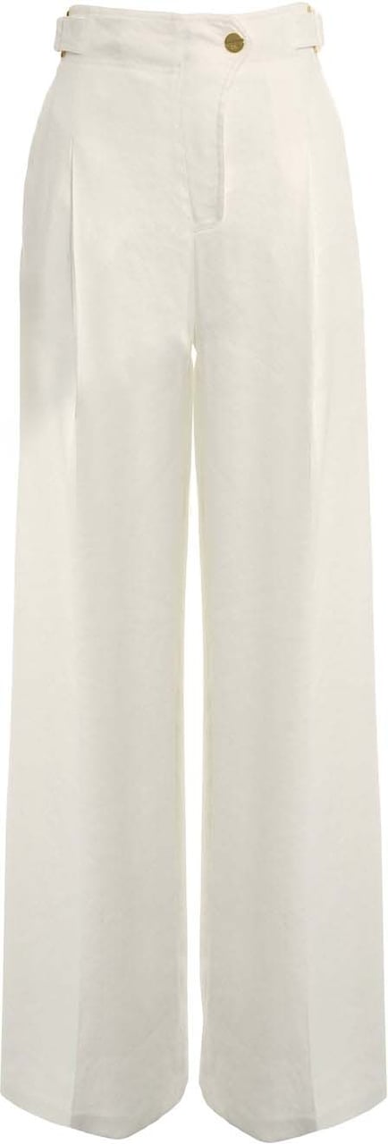 Elisabetta Franchi Linen blend palazzo pants Wit