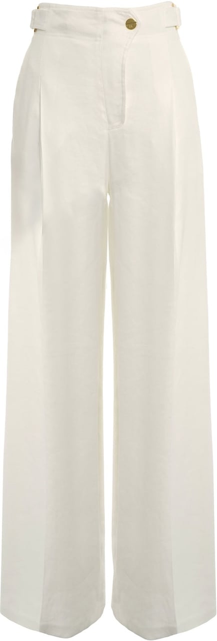 Elisabetta Franchi Linen blend palazzo pants Wit