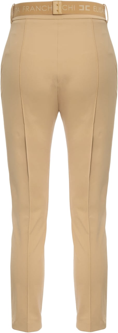 Elisabetta Franchi Pants with waist belt Beige