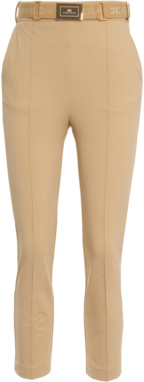 Elisabetta Franchi Pants with waist belt Beige