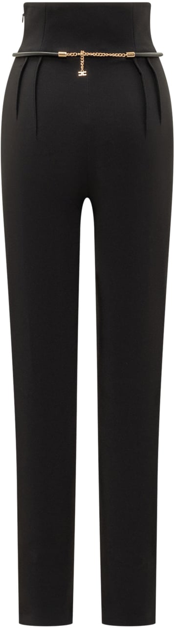 Elisabetta Franchi Elisabetta Franchi Pantaloni a Vita Alta con Dettaglio Gioiello Zwart