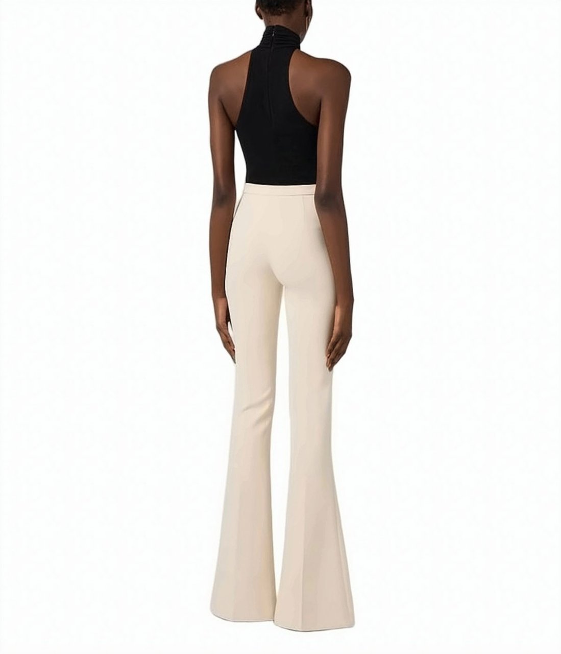 Elisabetta Franchi Lightweight Crepe Cut Outs Slit Trousers Grijs