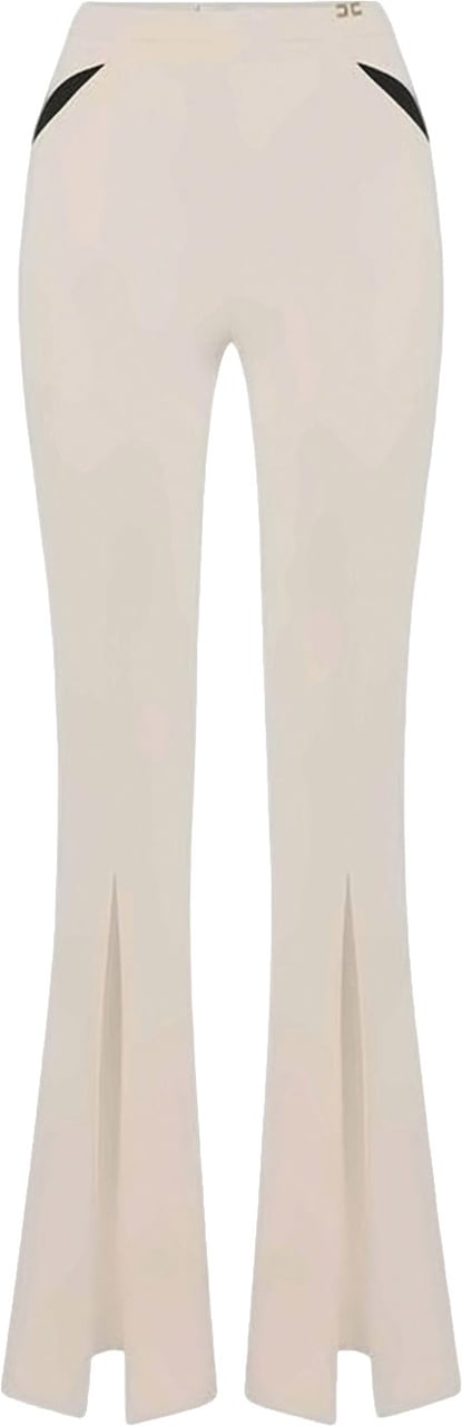 Elisabetta Franchi Lightweight Crepe Cut Outs Slit Trousers Grijs