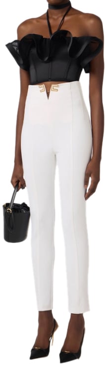 Elisabetta Franchi Trousers Ivory Wit