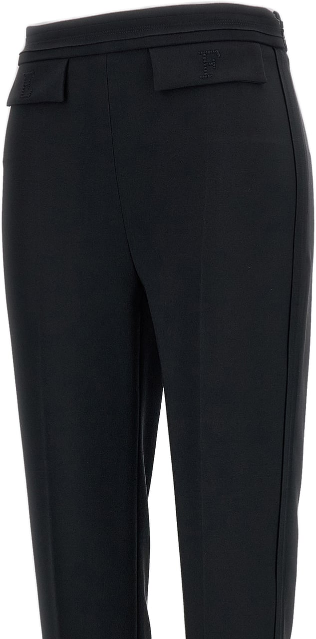 Elisabetta Franchi Lightweight Stretch Crêpe Trousers Zwart