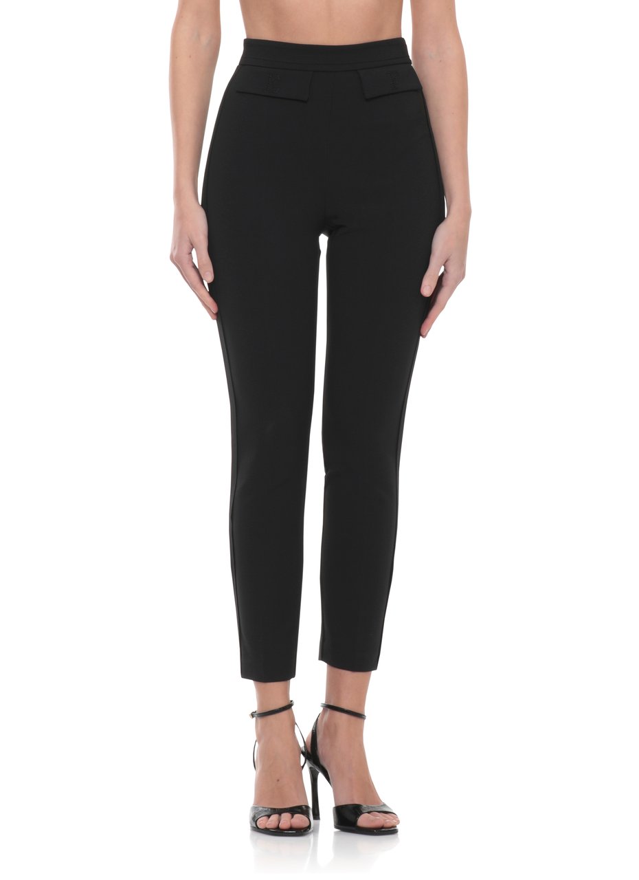 Elisabetta Franchi Black Pants With Logoed Pants Zwart