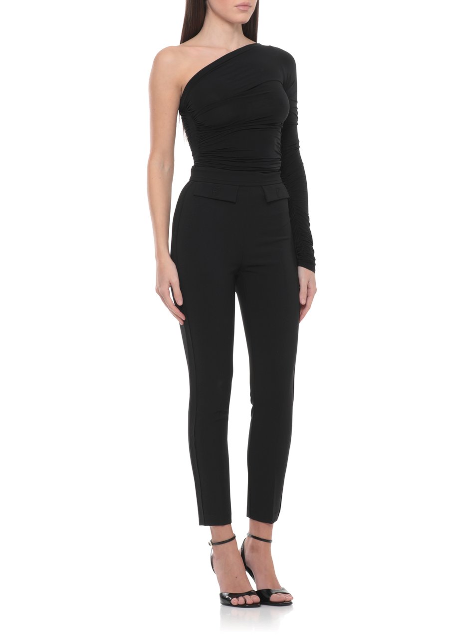 Elisabetta Franchi Black Pants With Logoed Pants Zwart