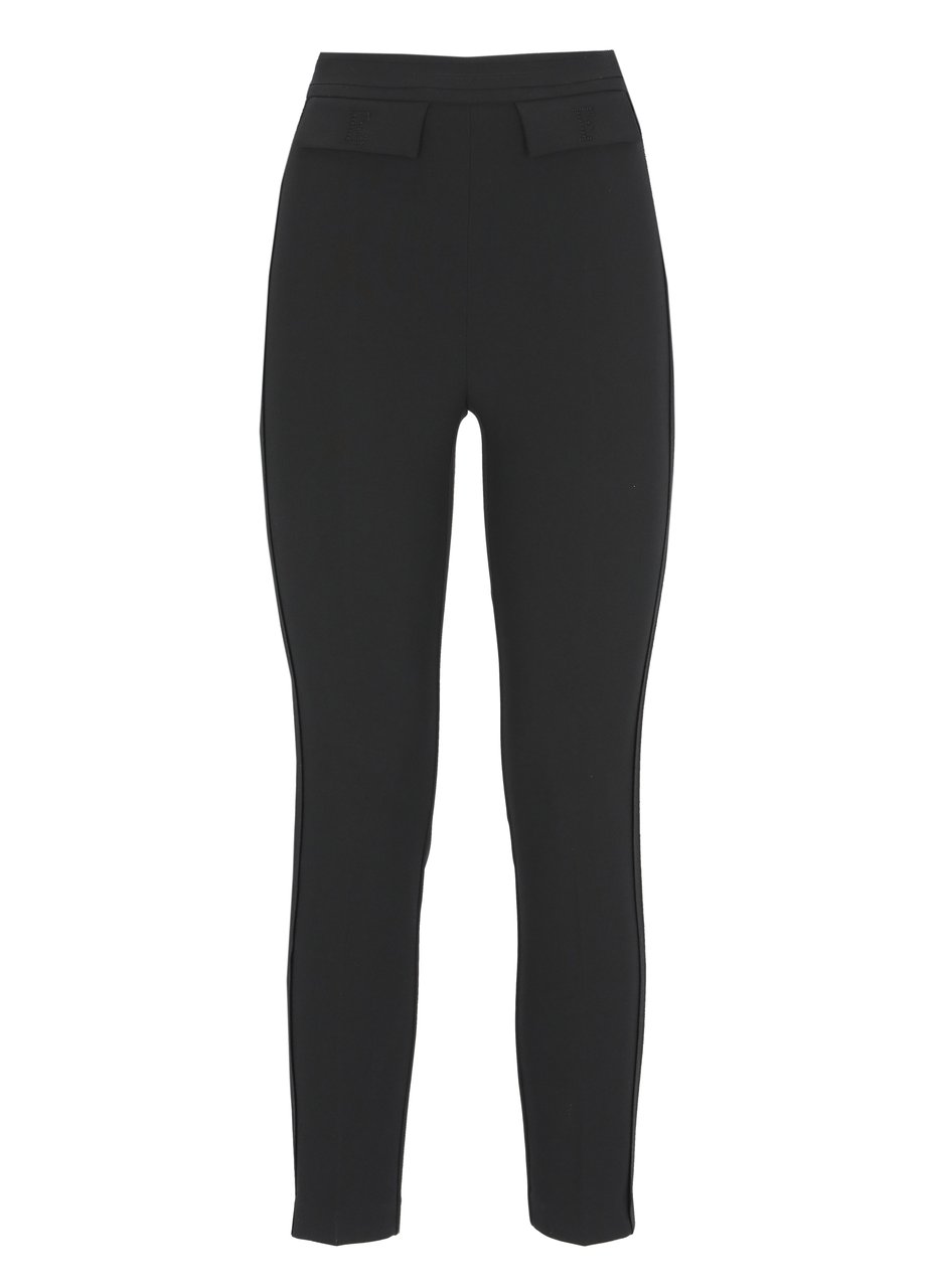 Elisabetta Franchi Black Pants With Logoed Pants Zwart