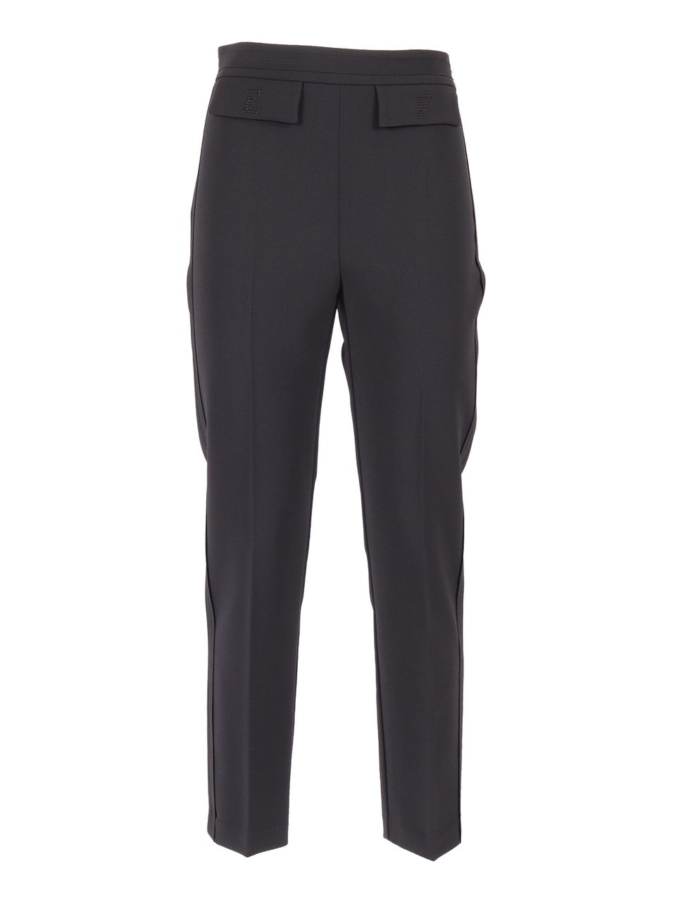 Elisabetta Franchi Slim Tapered Mid Rise Straight-Leg Pants Zwart