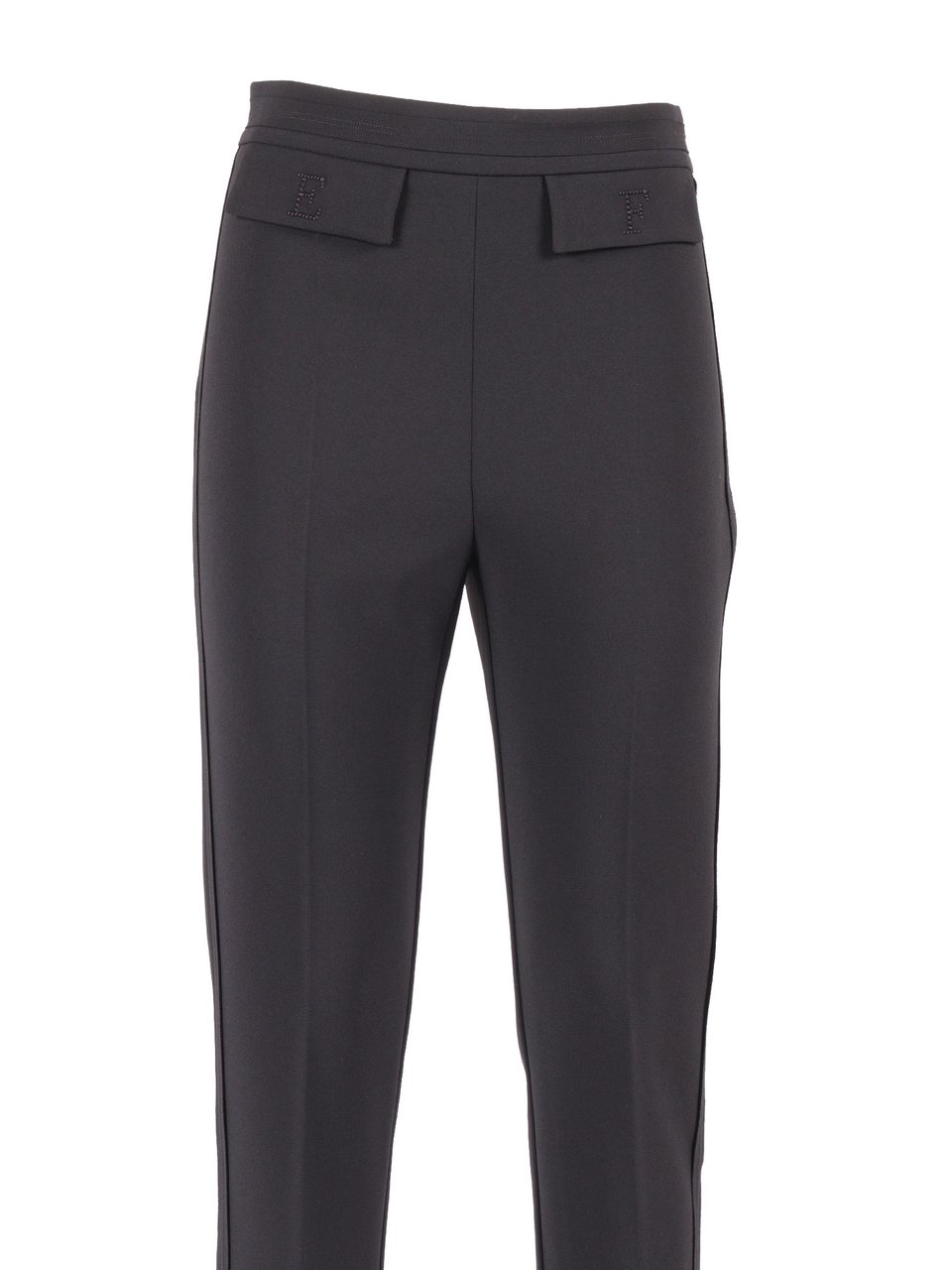 Elisabetta Franchi Slim Tapered Mid Rise Straight-Leg Pants Zwart