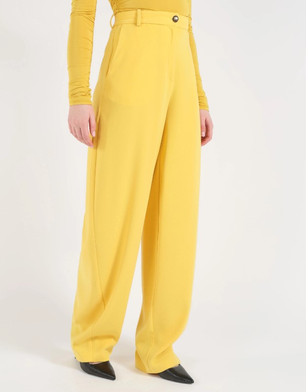Elisabetta Franchi Lightweight Crepe Tailored Trousers Goud
