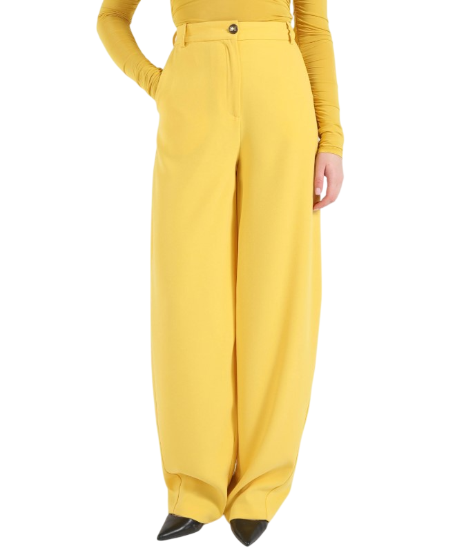 Elisabetta Franchi Lightweight Crepe Tailored Trousers Goud