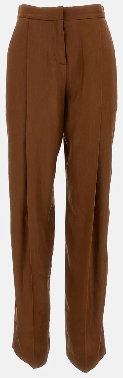 Elisabetta Franchi Trousers Leather Brown Bruin