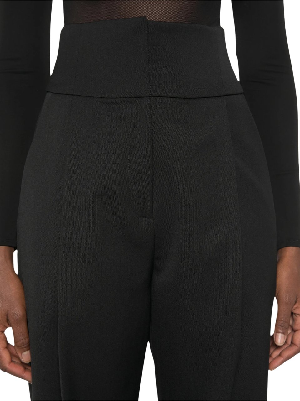 Elisabetta Franchi Pantalone High-Waisted Wide-Leg Pants Zwart