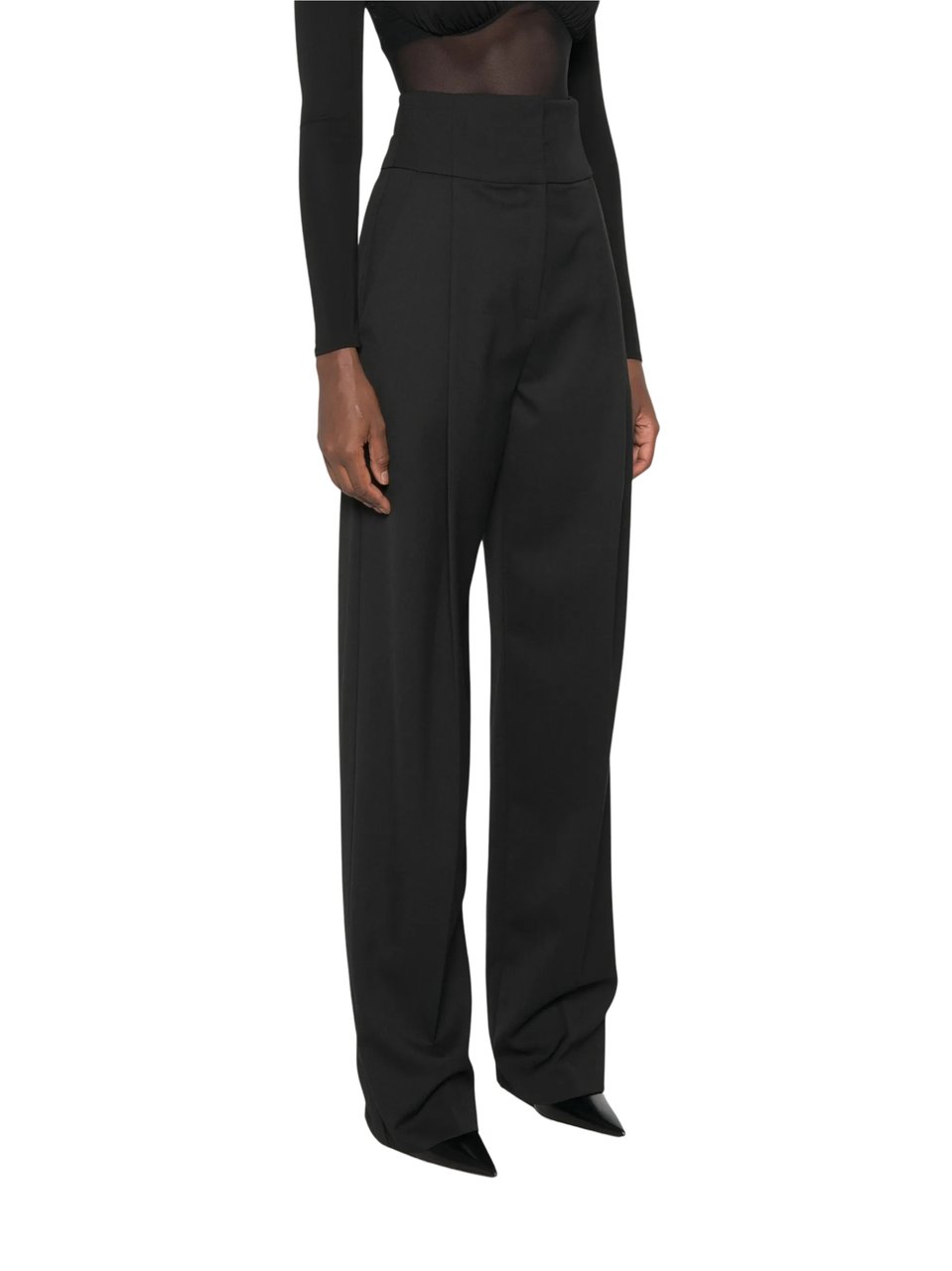 Elisabetta Franchi Pantalone High-Waisted Wide-Leg Pants Zwart