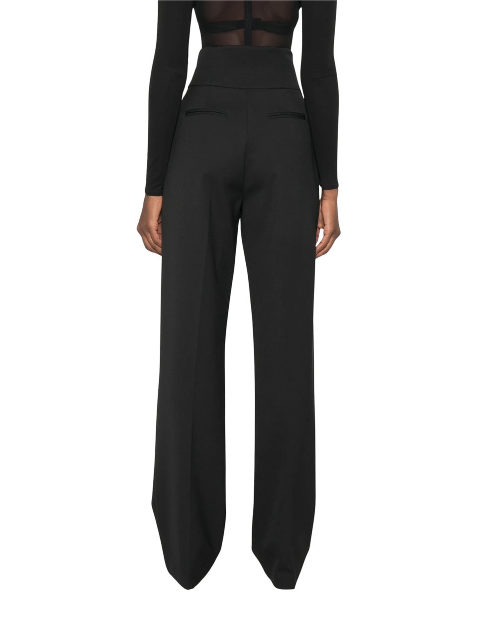 Elisabetta Franchi Pantalone High-Waisted Wide-Leg Pants Zwart