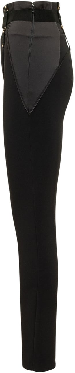 Elisabetta Franchi Pantalone a Vita Alta con Cintura e Dettagli Metallici Zwart