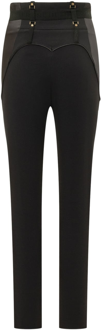 Elisabetta Franchi Pantalone a Vita Alta con Cintura e Dettagli Metallici Zwart