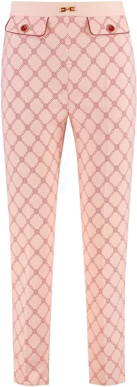 Elisabetta Franchi Printed crêpe trousers Roze