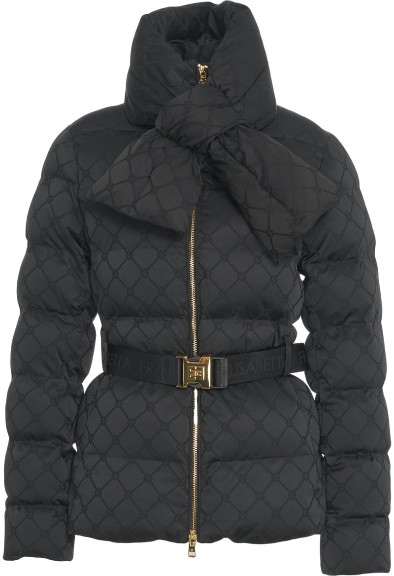 Elisabetta Franchi Velvet down jacket Zwart
