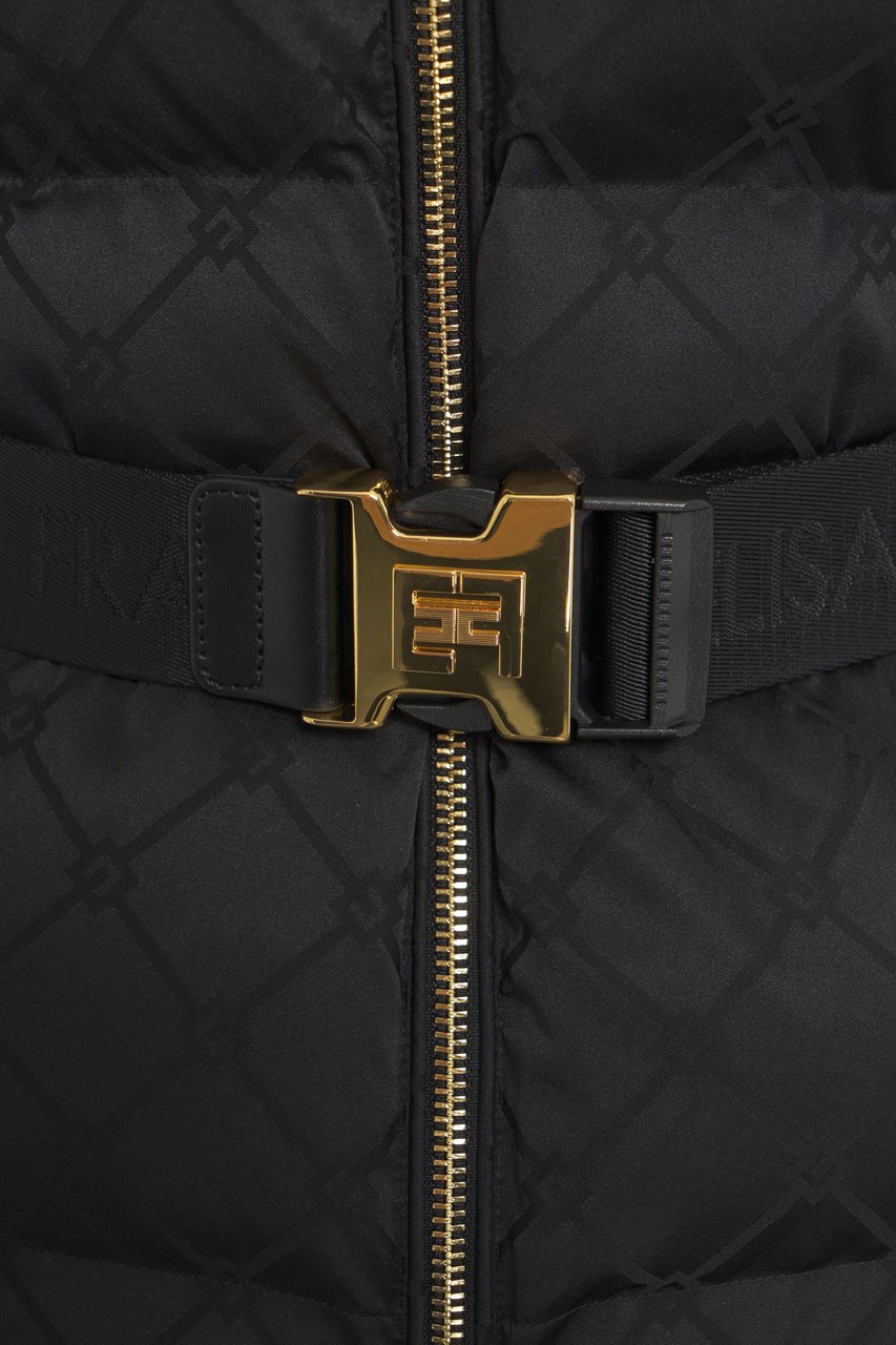 Elisabetta Franchi Velvet down jacket Zwart