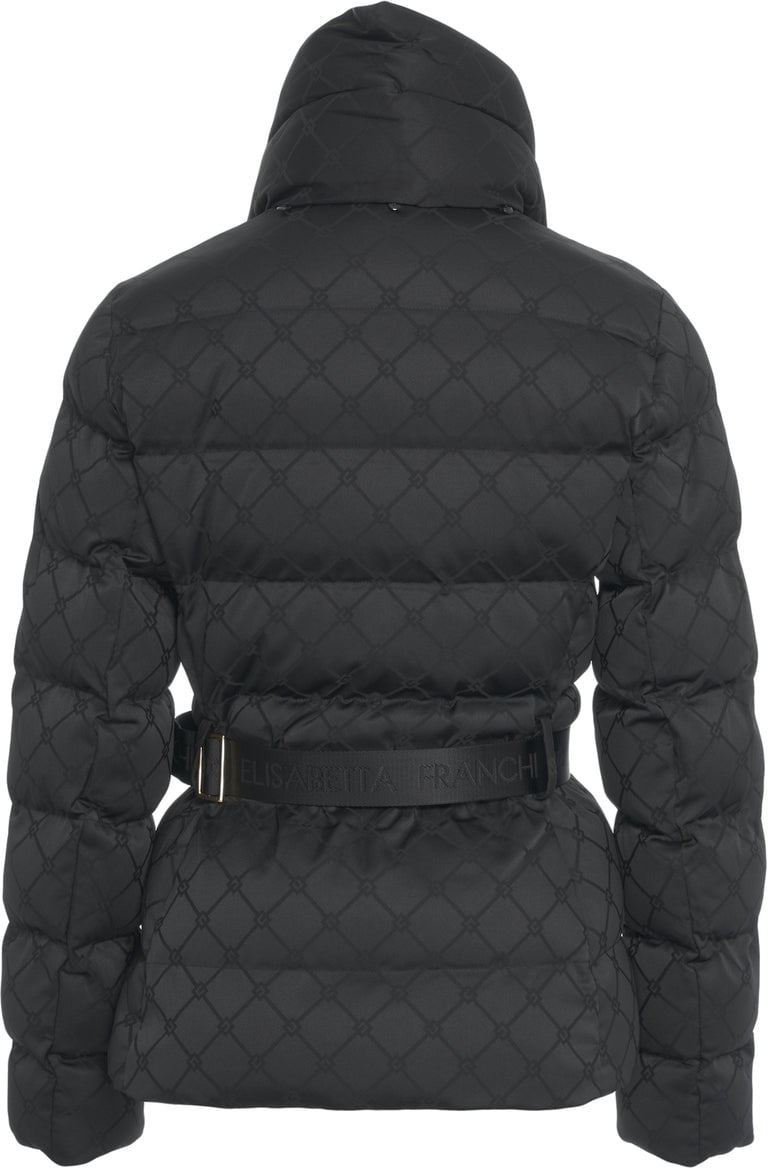Elisabetta Franchi Velvet down jacket Zwart