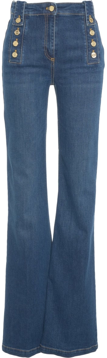 Elisabetta Franchi Jeans with decorative buttons Blauw