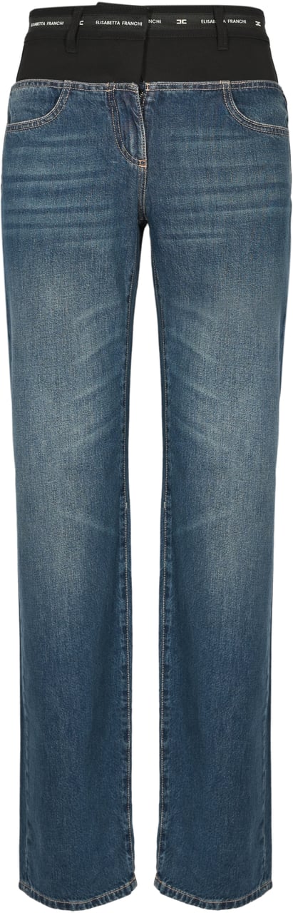 Elisabetta Franchi Trousers Blue Denimnero Blauw