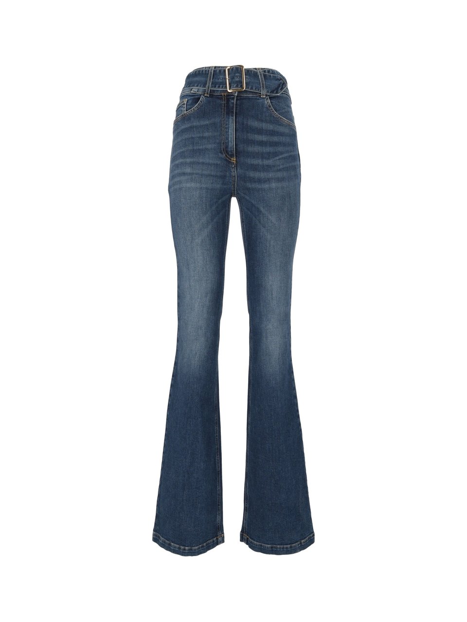 Elisabetta Franchi High-Waisted Flared Jeans With Matching Belt Blauw
