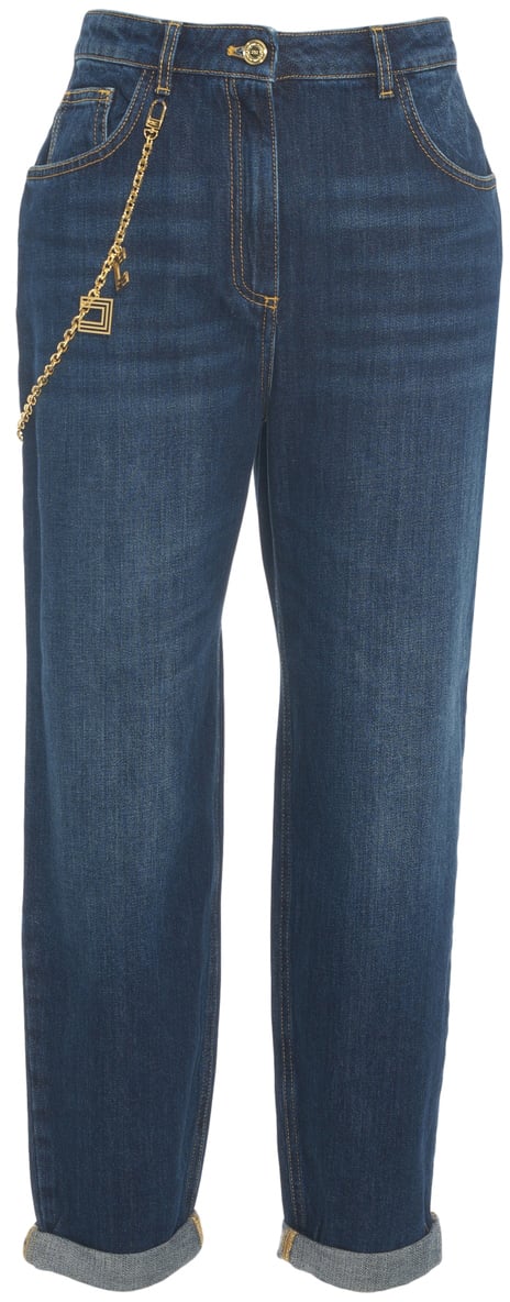 Elisabetta Franchi Jeans con dettaglio catena Blauw