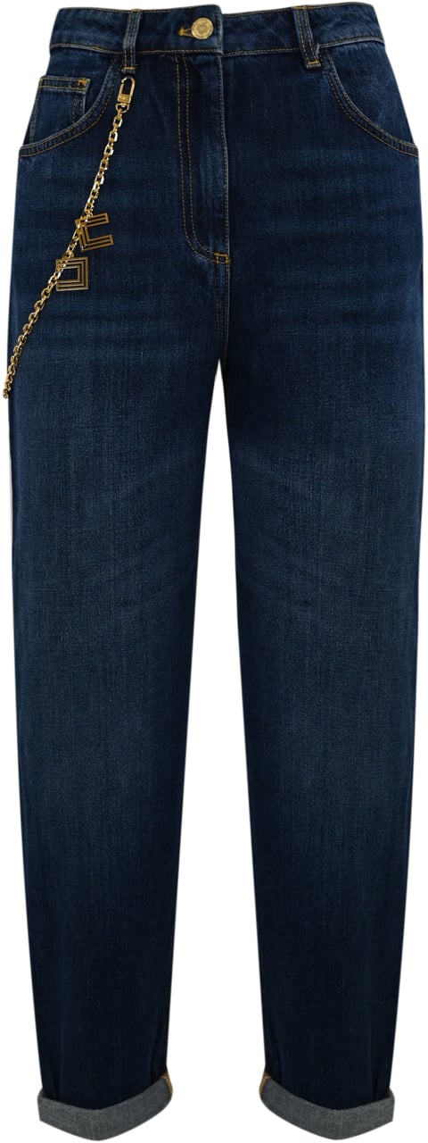 Elisabetta Franchi Trousers Blue Denim Blauw