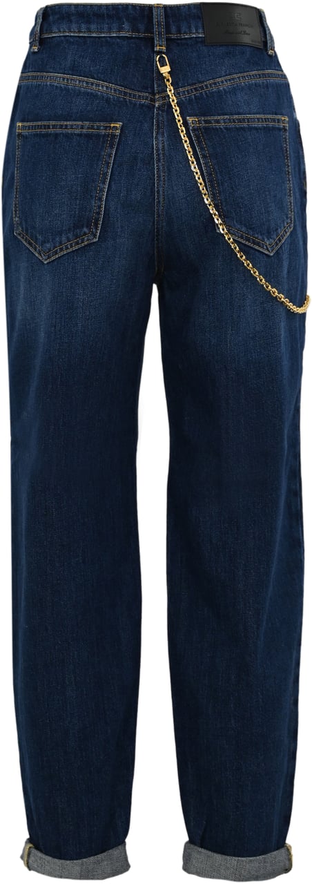 Elisabetta Franchi Trousers Blue Denim Blauw