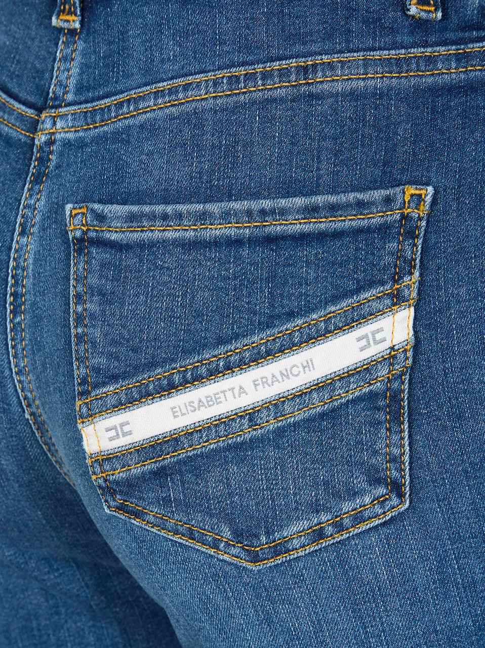 Elisabetta Franchi Medium Blue Mid Rise Vertical Seams Jeans Blauw