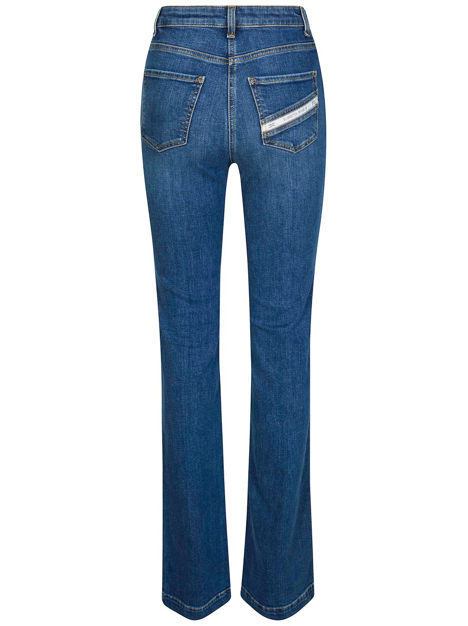 Elisabetta Franchi Medium Blue Mid Rise Vertical Seams Jeans Blauw