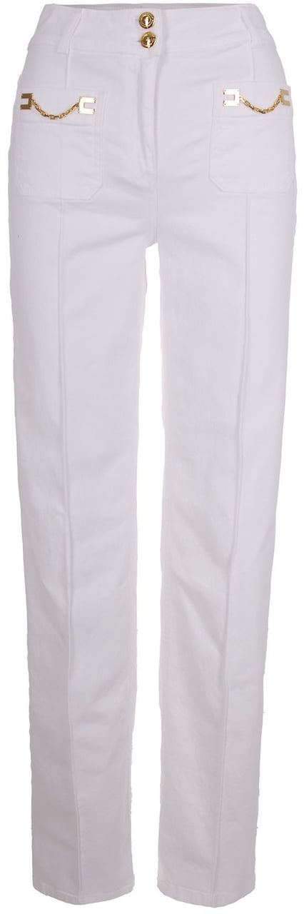 Elisabetta Franchi Trousers Ivory Wit