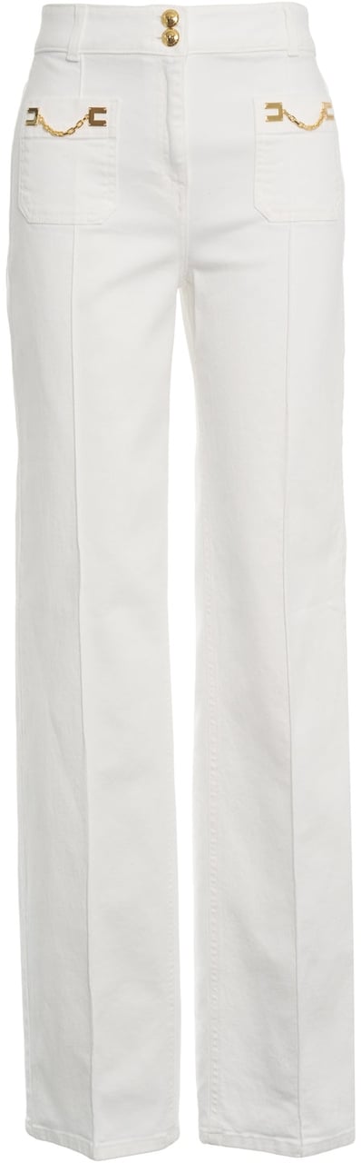Elisabetta Franchi Jeans with logo detail Wit