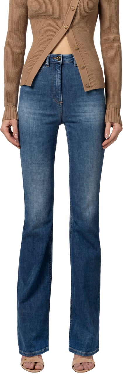 Elisabetta Franchi Trousers Blue Denim Blauw