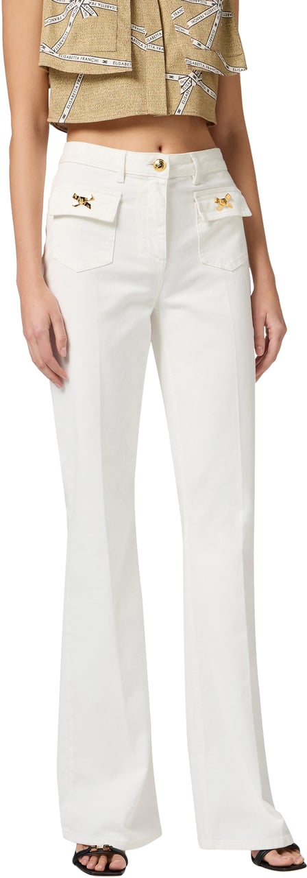 Elisabetta Franchi Trousers Ivory Wit