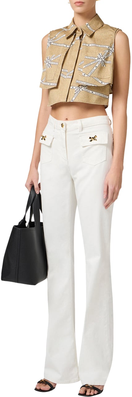 Elisabetta Franchi Trousers Ivory Wit