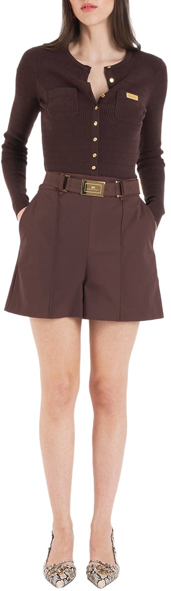 Elisabetta Franchi Shorts with logo belt Bruin