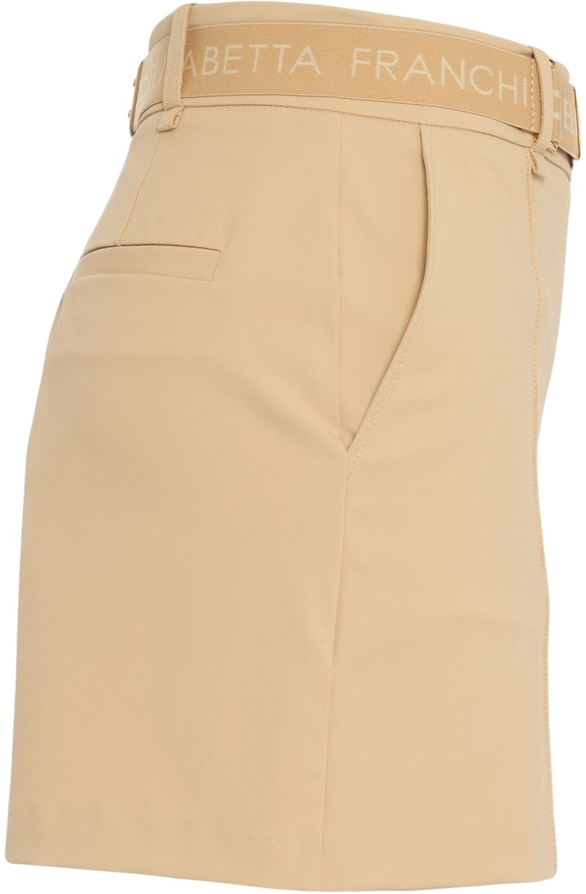Elisabetta Franchi Shorts with logo belt Beige