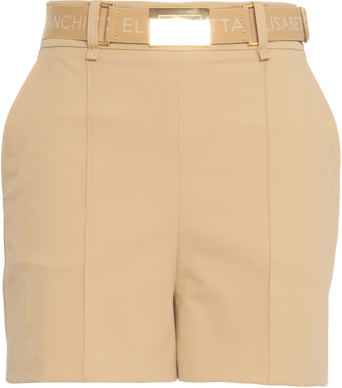 Elisabetta Franchi Shorts with logo belt Beige